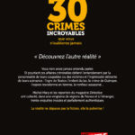 Quatrième de couverture de 30 crimes incroyable que nous n'oublierez jamais