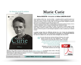 Télécharger le communiqué de presse de Marie Curie, une femme de son siècle Télécharger le communiqué de presse de Marie Curie, une femme de son siècle