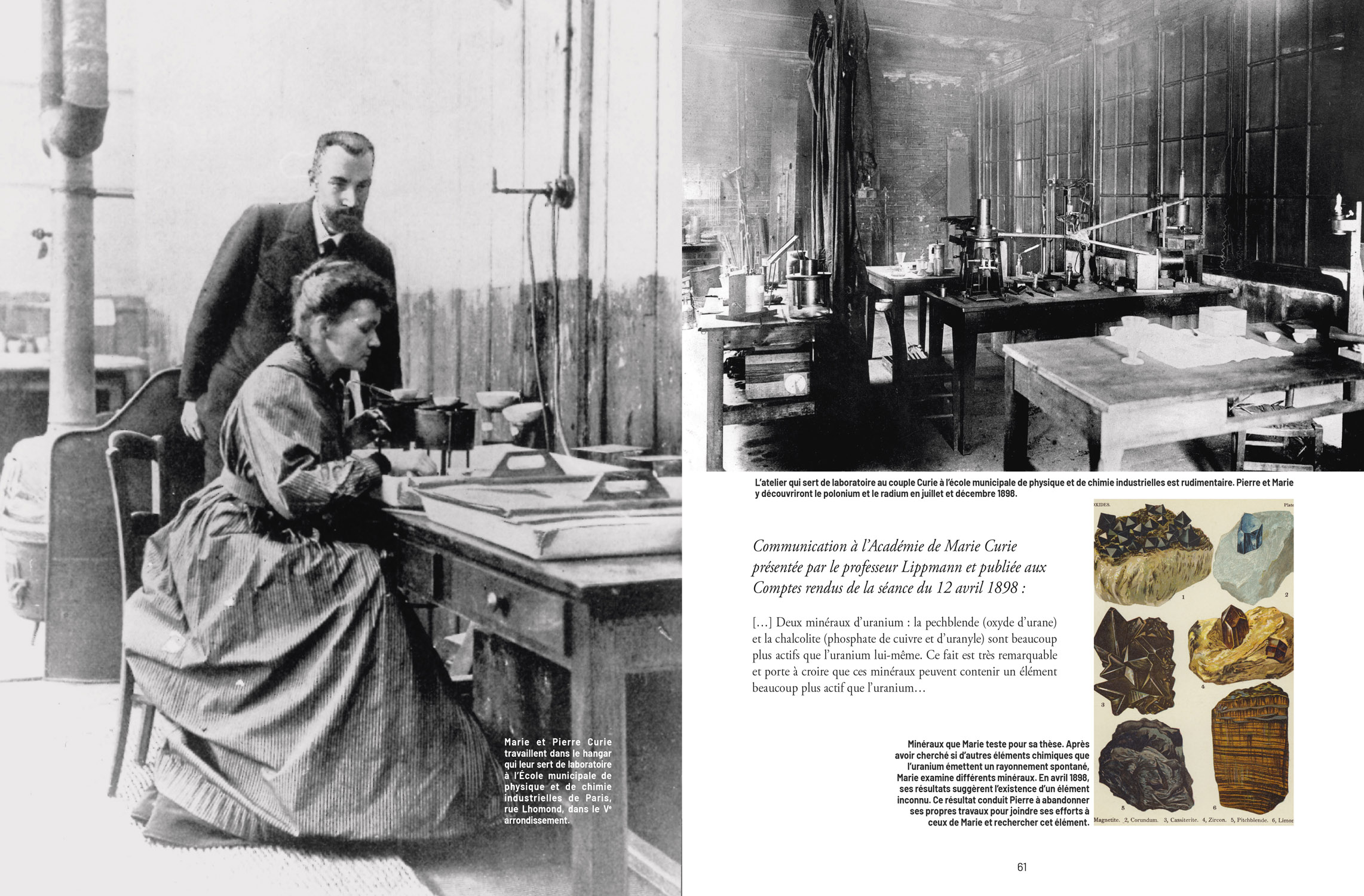 Marie et Pierre Curie dans leur laboratoire à l’École municipale de physique et de chimie industrielles de Paris