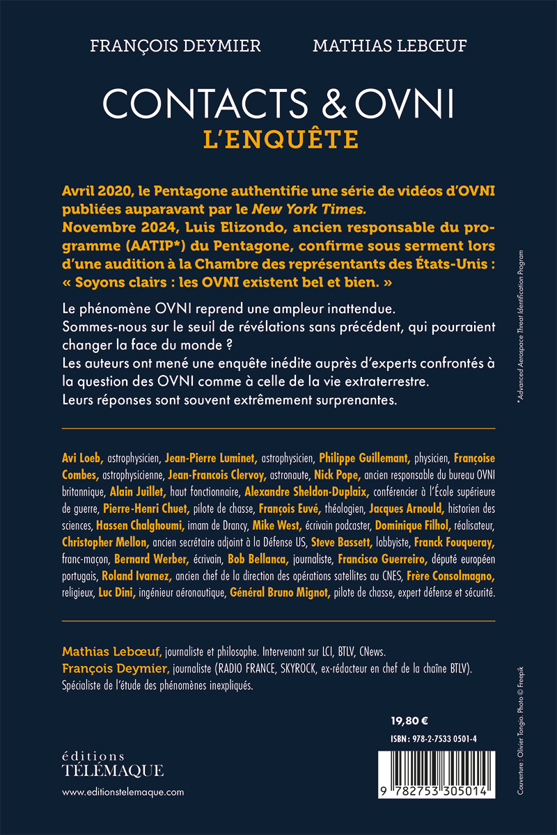 Quatrième de couverture de Contacts & OVNI, L’enquête